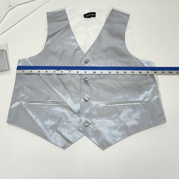 American Exchange Satin Formal Vest Matching Pocket Square Boy's Size 14 NWOT - Picture 7 of 9